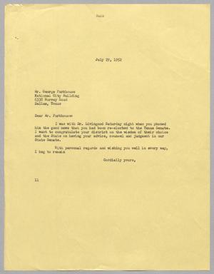 [Letter from I. H. Kempner to George Parkhouse, July 29, 1952]