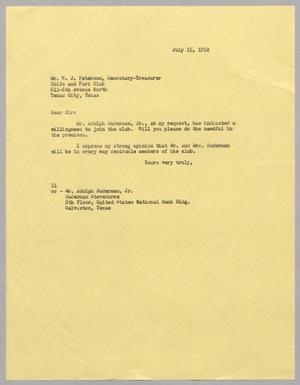[Letter from I. H. Kempner to W. J. Peterson, July 15, 1952]