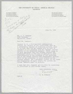 [Letter from C. M. Pomerat to I. H. Kempner, June 23, 1952]