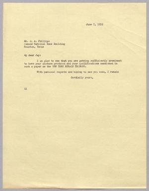 [Letter from I. H. Kempner to J. A. Phillips, June 7, 1952]