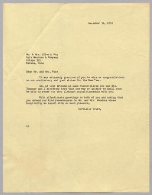 [Letter from I. H. Kempner to Mr. and Mrs. Alberto Ruz, December 31, 1952]