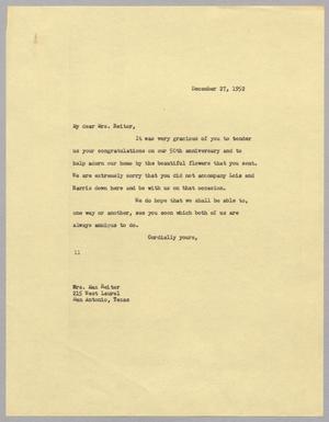 [Letter from I. H. Kempner to Mrs. Max Reiter, December 27, 1952]