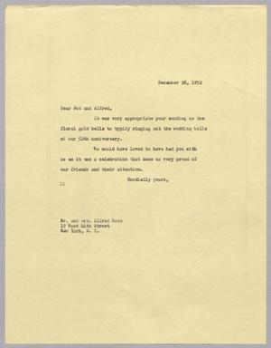 [Letter from I. H. Kempner to Dot and Alfred Rose, December 26, 1952]