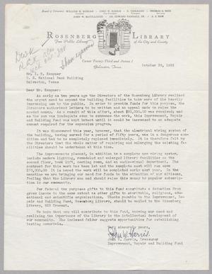 [Letter from John W. Harris to I. H. Kempner, October 25, 1952]