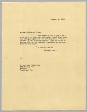 [Letter from I. H. Kempner to Millie and Julian Rauh, January 15, 1952]