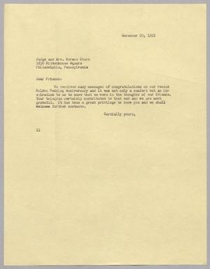 [Letter from I. H. Kempner to Mr. and Mrs. Horace Stern, December 20, 1952]