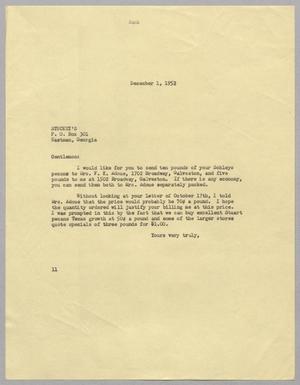 [Letter from I. H. Kempner to Stuckey's, December 1, 1952]