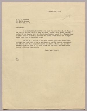 [Letter from I. H. Kempner to F. A. O. Schwarz, January 17, 1952]