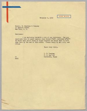 [Letter from I. H. Kempner to B. Shackman & Company, November 6, 1952]