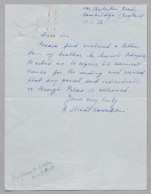 Primary view of object titled '[Correspondence About Sending Items to Europe, Spring 1952]'.