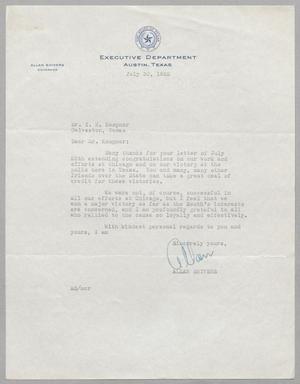 Primary view of object titled '[Letter from Allan Shivers to I. H. Kempner, July 30, 1952]'.
