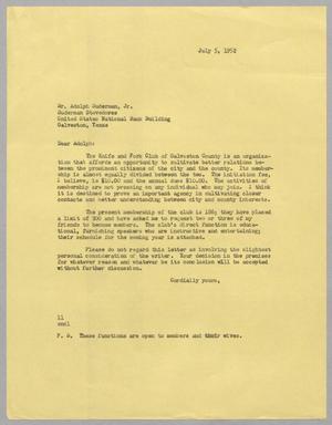 [Letter from I. H. Kempner to Adolph Suderman, Jr., July 5, 1952]