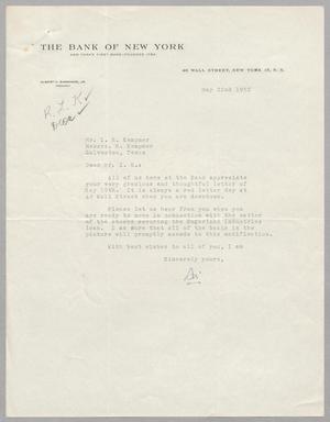 [Letter from A. C. Simmonds, Jr. to I. H. Kempner, May 22, 1952]