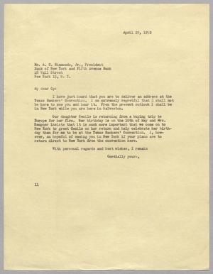 [Letter from I. H. Kempner to A. C. Simmonds, Jr., April 29, 1952]