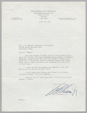 [Letter from Sanders & Newsom to I. H. Kempner, April 16, 1952]