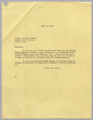 [Letter from I. H. Kempner to Sanders & Newsom, April 15, 1952]