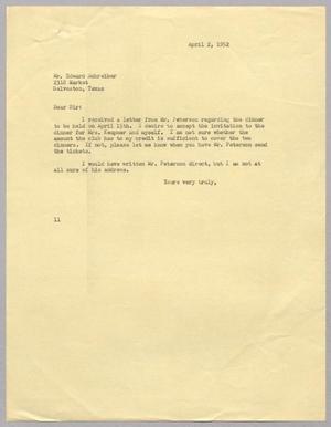 [Letter from I. H. Kempner to Edward Schreiber, April 2, 1952]