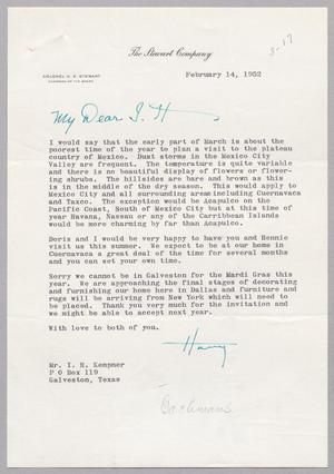 [Letter from Harry E. Stewart to I. H. Kempner, February 14, 1952]