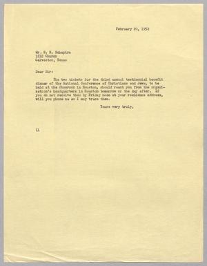 [Letter from I. H. Kempner to S. B. Schapiro, February 20, 1952]