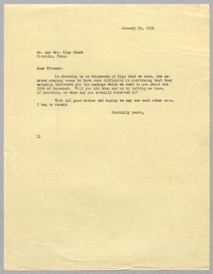 [Letter from I. H. Kempner to Ruby and Clay Slack, January 30, 1952]