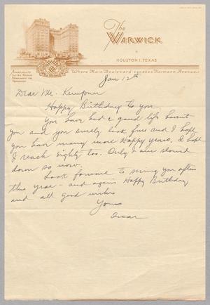 [Letter from Oscar Armstrong to I. H. Kempner, January 12, 1953]