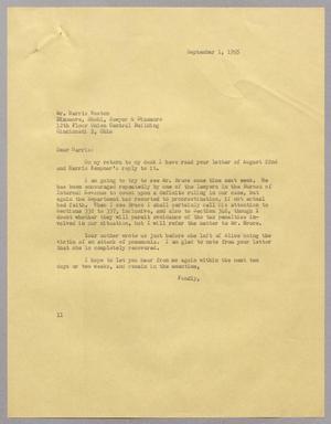 [Letter from I. H. Kempner to Harris K. Weston, September 1, 1955]