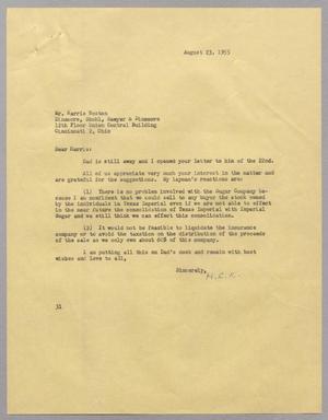[Letter from Harris Leon Kempner to Harris K. Weston, August 23, 1955]