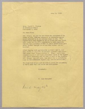 [Letter from Robert Lee Kempner to Sara K. Weston, May 23, 1955]
