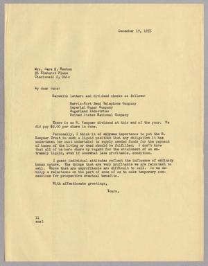 [Letter from I. H. Kempner to Sara K. Weston, December 19, 1955]