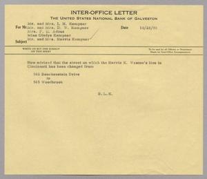 [Inter-Office Letter from Robert Lee Kempner to Kempner Family Members, October 28, 1955]