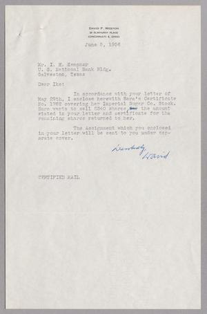 Primary view of object titled '[Letter from David F. Weston to I. H. Kempner, June 5, 1956]'.