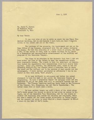 [Letter from I. H. Kempner to David F. Weston, June 1, 1956]