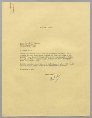 [Letter from Robert Lee Kempner to Mrs. David F. Weston, May 29, 1956]
