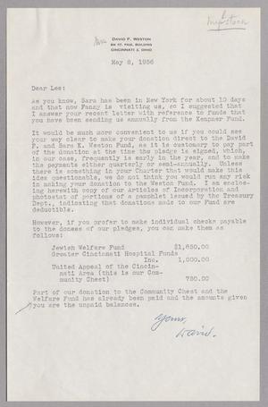 [Letter from David F. Weston to Robert Lee Kempner, May 8, 1956]