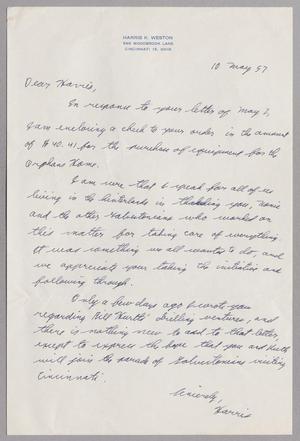 [Handwritten letter from Harris K. Weston to Harris L. Kempner, May 10, 1957]