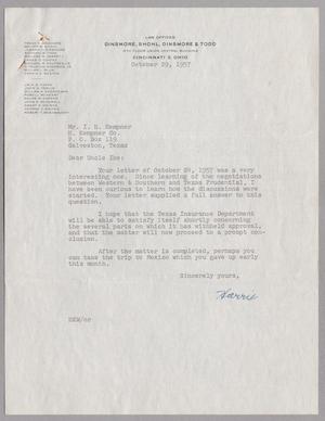 Primary view of object titled '[Letter from Harris K. Weston to I. H. Kempner, October 27, 1957]'.