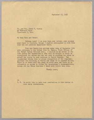 [Letter from I. H. Kempner to Mr. and Mrs. David F. Weston, September 23, 1957]