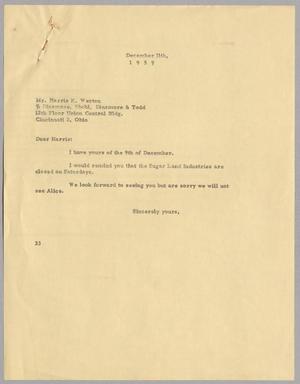 [Letter from Harris Leon Kempner to Harris F. Weston, December 11, 1959]