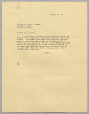 [Letter from I. H. Kempner to Mr. and Mrs. David F. Weston, October 1, 1959]