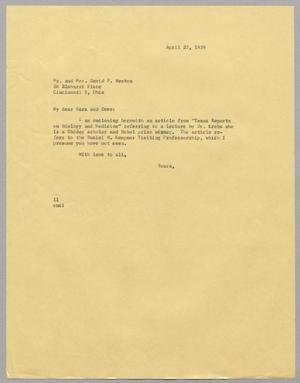 [Letter from I. H. Kempner to Mr. and Mrs. David F. Weston, April 27, 1959]