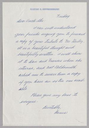 [Handwritten letter from Harris K. Oppenheimer to I. H. Kempner, March, 1959]