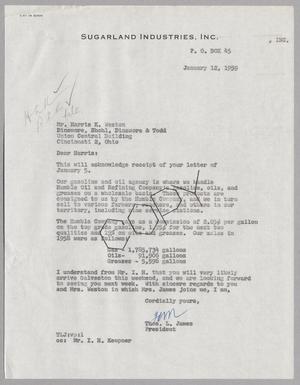 [Letter from Thomas L. James to Harris K. Weston, January 12, 1959]