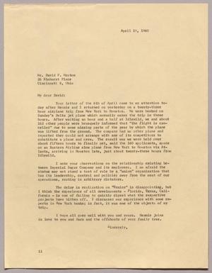 [Letter from I. H. Kempner to David F. Weston, April 19, 1960]
