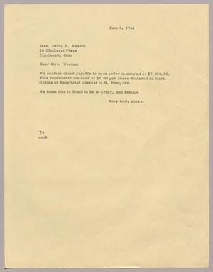 [Letter from T. E. Taylor to Mrs. David F. Weston, June 5, 1962]