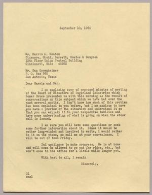 [Letter from Harris Leon Kempner to Harris K. Weston and Dan Oppenheimer, September 10, 1964]