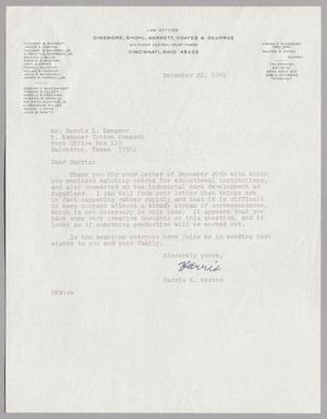Primary view of object titled '[Letter from Harris K. Weston to Harris L. Kempner, December 22, 1965]'.
