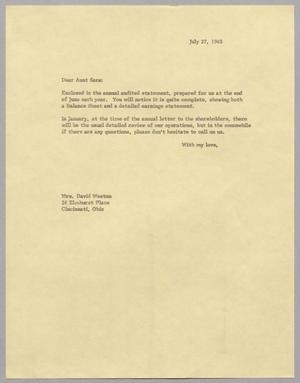 [Letter from Harris Leon Kempner to Mrs. David F. Weston, July 25, 1965]