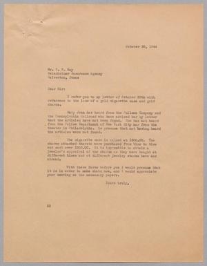 [Letter from D. W. Kempner to S. S. Kay, October 30, 1944]