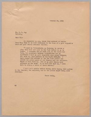 [Letter from D. W. Kempner to S. S. Kay, October 20, 1944]