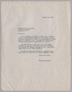 [Letter from Mary Jean Kempner to Bureau of Lost Property, October 16, 1944]